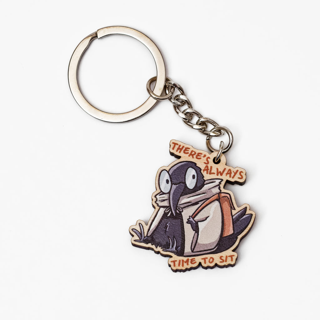 Crow Wooden Keychain