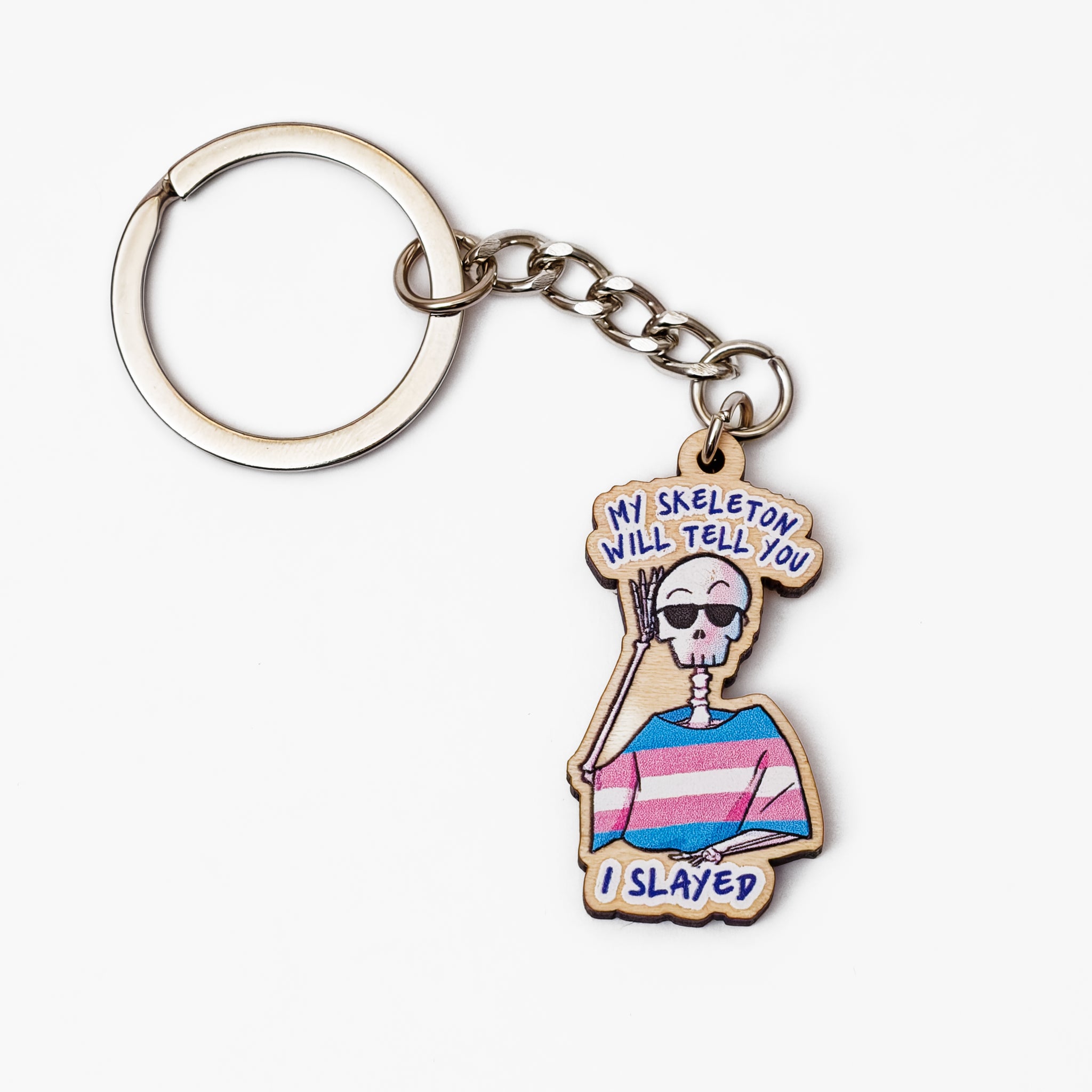 Trans Wooden Keychain