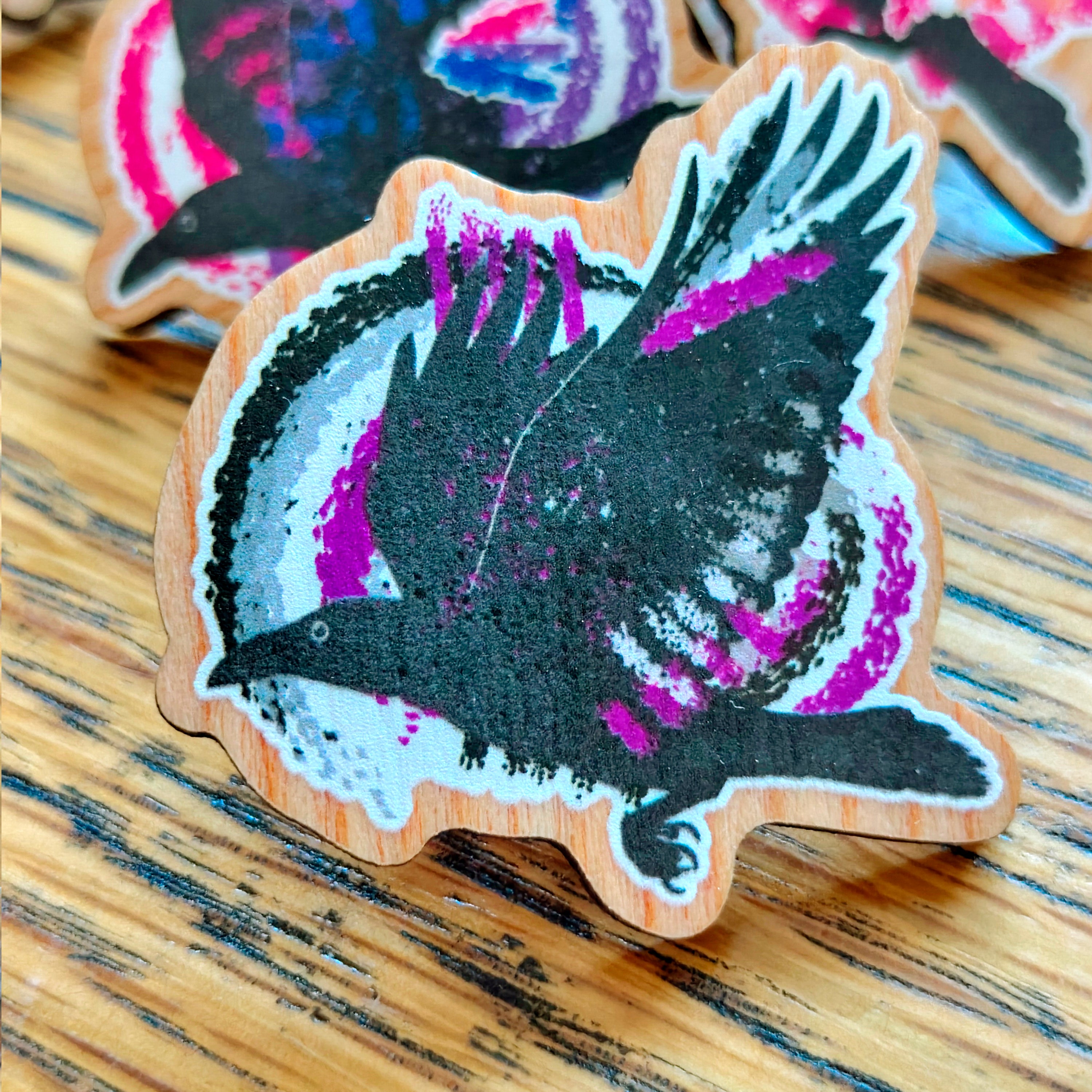 Crow Subtle Pride Wooden Pins