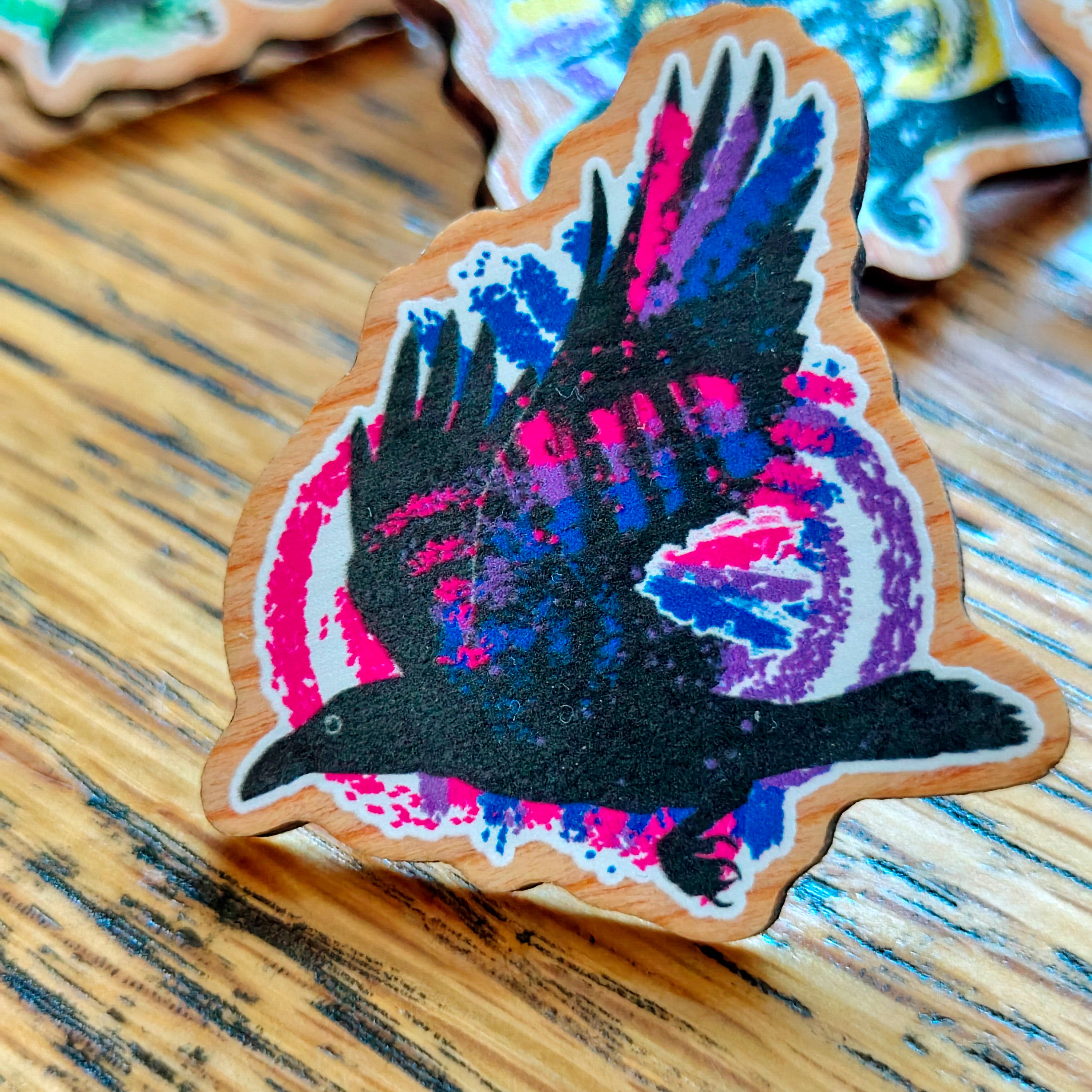 Crow Subtle Pride Wooden Pins