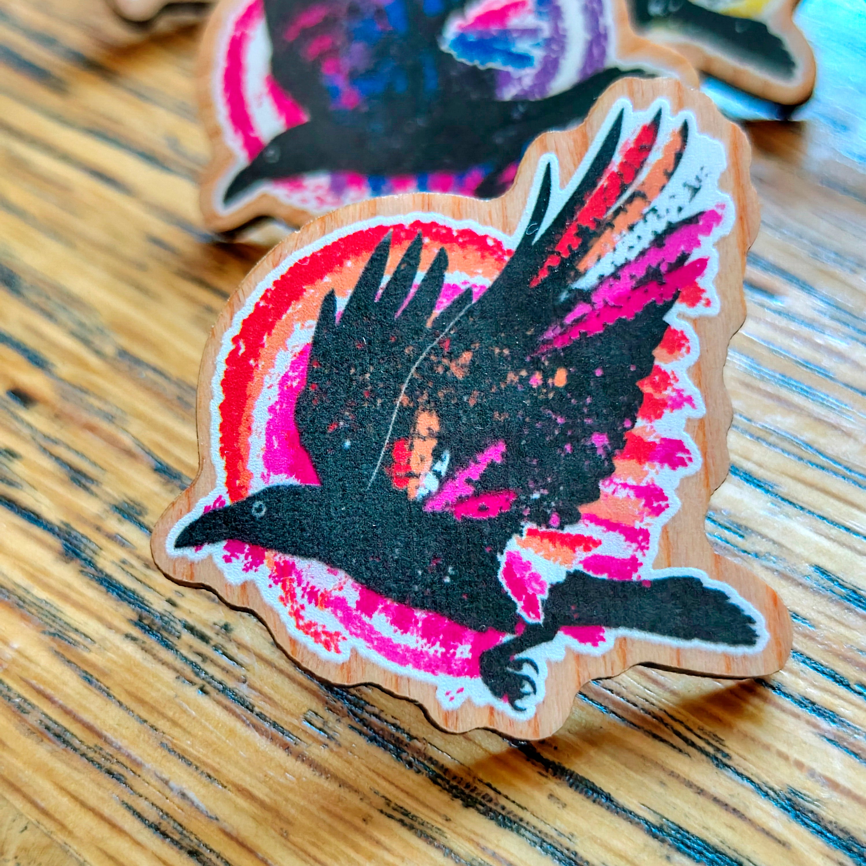 Crow Subtle Pride Wooden Pins