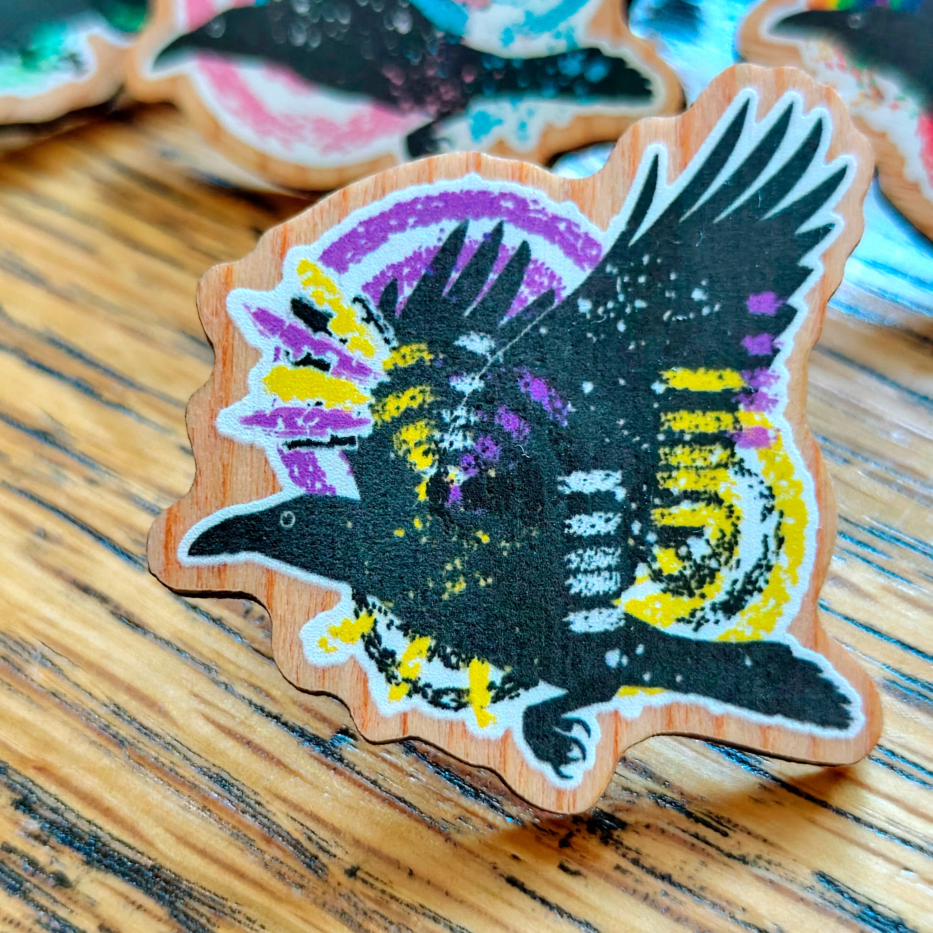 Crow Subtle Pride Wooden Pins