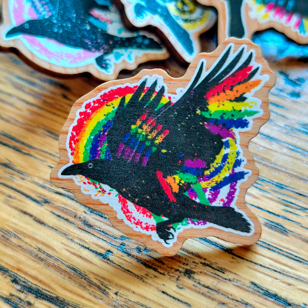 Crow Subtle Pride Wooden Pins