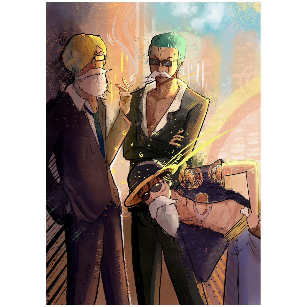 One Piece Art Print | Lucy Zoro and Sanji