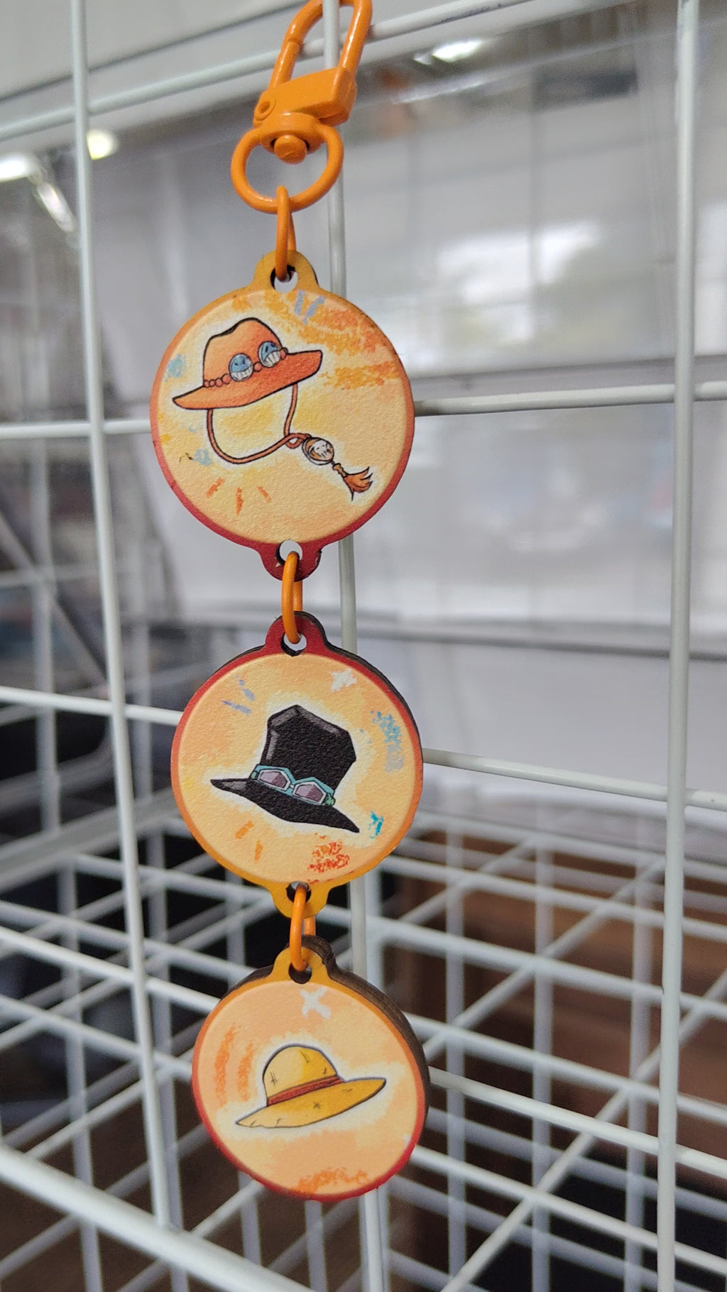 ASL One Piece Ace Luffy Sabo Wooden Keychain