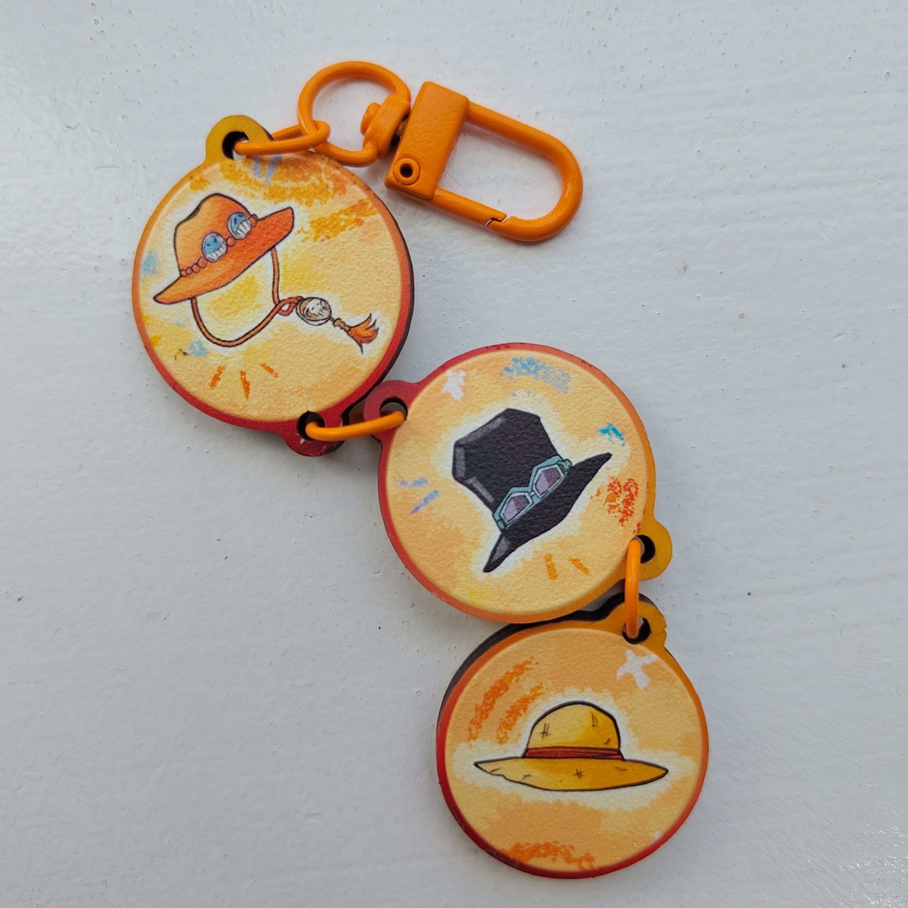 ASL One Piece Ace Luffy Sabo Wooden Keychain