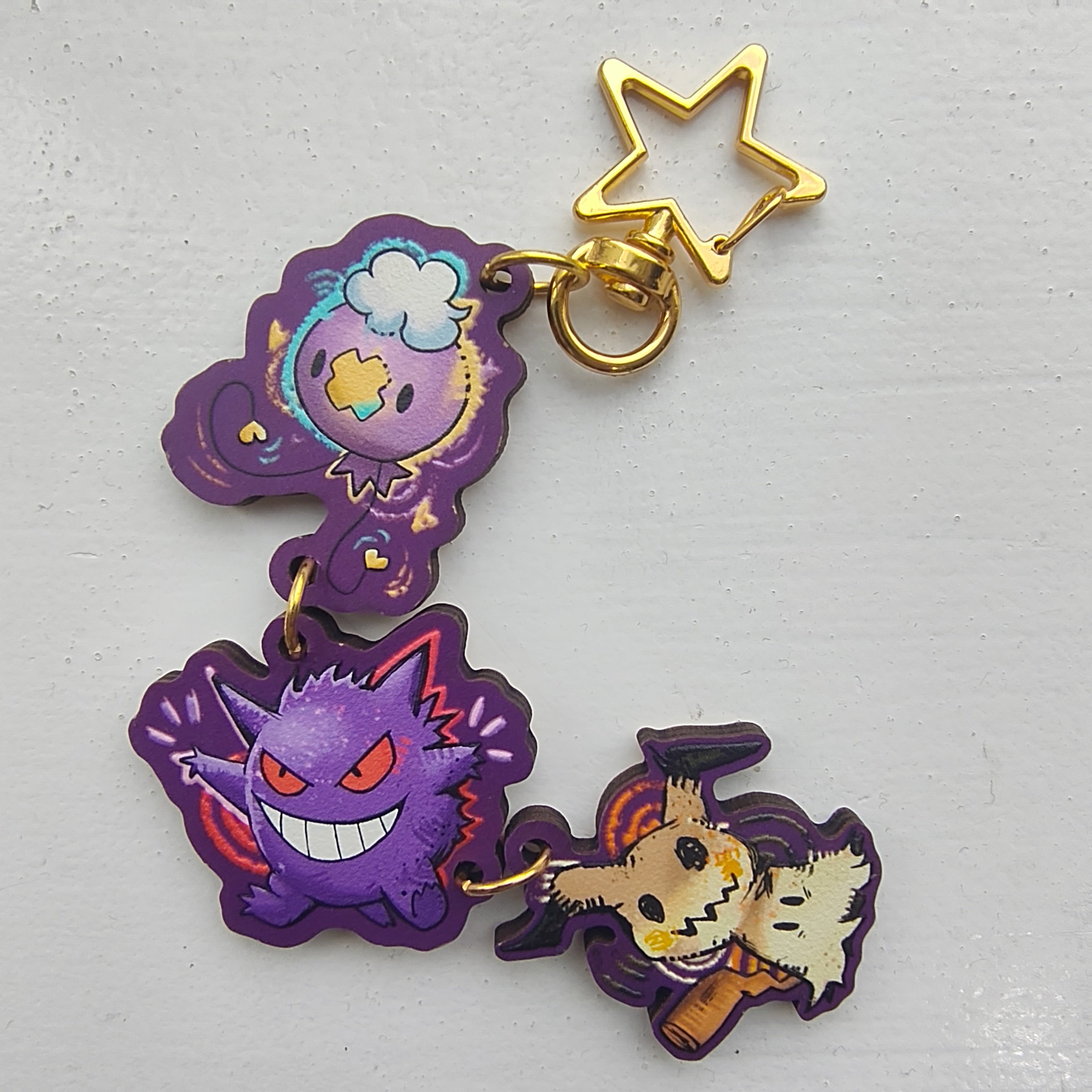 Ghost Pokémon Wooden Keychain